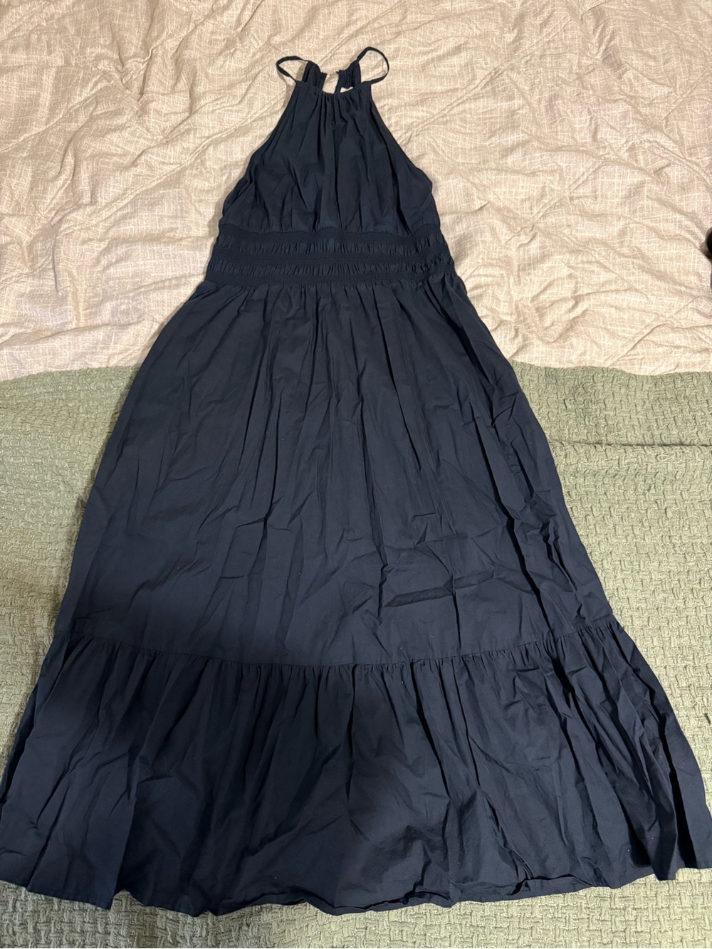 a new day Navy Halter Smocked Waist Maxi Dress